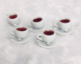 2 Sets Miniature Coffee Cup,Miniature Ceramic Coffee Cup with Spoon,Miniature Coffee,Dollhouse Sweet,Miniature Coffee Set,Miniature Sweet