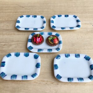 5 Miniature Ceramic Plate,Miniature Food Plate,Dollhouse Plate,Miniature tray,Ceramic Plate,Miniature food accessories,Miniature DIY
