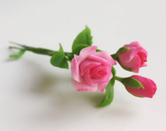 Miniature Flower,Miniature Pink Rose,Dollhouse Flower,Miniature Garden,Dollhouse Pink Rose,Flower Bouquet,Mini rose bouquet(Code:CFROSE)