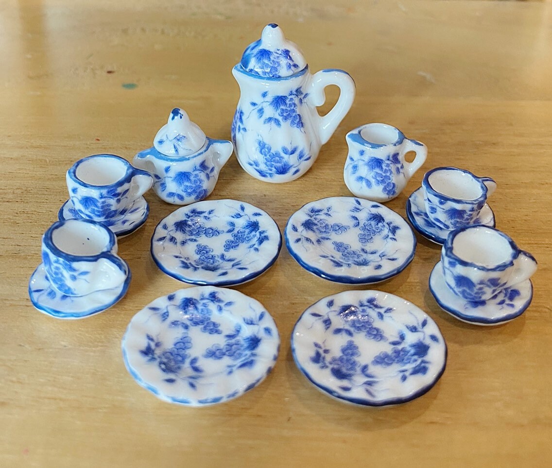 ミニチュアティーセット、ドールハウスティーセット、ミニティーポット