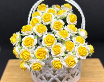 50 pcs.10mm.Miniature Mulberry Paper Flower,Miniature Paper Flower,Mini Rose Flower,Dollhouse Paper Flower,Miniature Rose,DIY flower