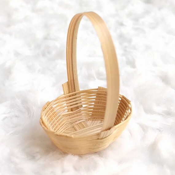 10 Miniature Woven Rattan Baskets 45 mm Dollhouse Handmade Weave Craft Decorate