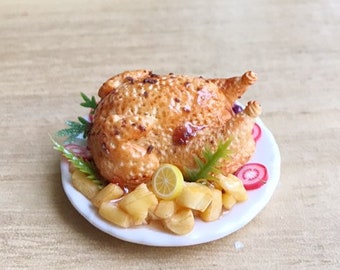 Miniature Roasted Chicken,Turkey Chicken Miniature,Miniature food,Dollhouse Food,Miniature Chicken,Miniature Christmas,Turkey Chicken