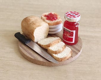 Miniature Bakery Set on the tray,Miniature toast,Miniature Yam,Miniature Bread,Dollhouse bakery set,Miniature Sweet