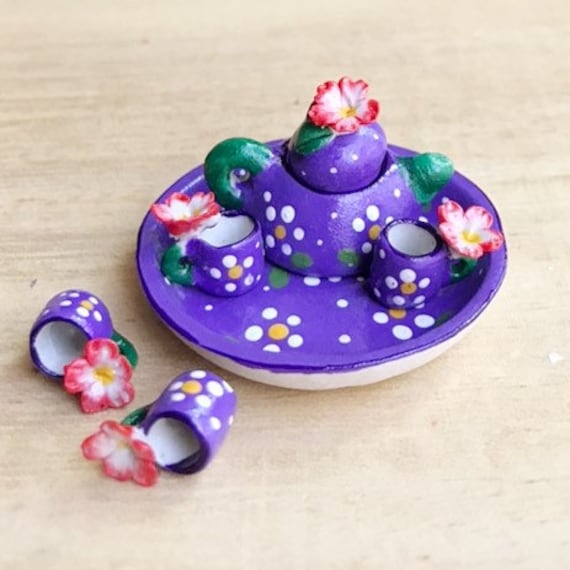Miniature Tea Setminiature Coffee Set With Red | Etsy