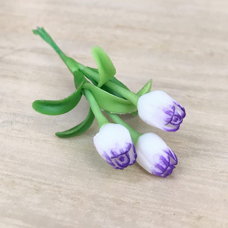 Miniature Flower,Miniature Flower Pot,Miniature Purple Tulip,Dollhouse Flower,Miniature Garden,Dollhouse Tulip,Tulip Flower,Clay,DIY