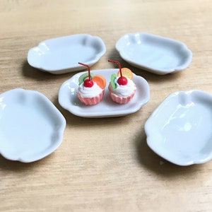 5 Miniature Ceramic Plate,Miniature Food Plate,Dollhouse Plate,Miniature tray,Ceramic Plate,Miniature food accessories,Miniature DIY
