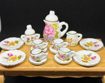 Miniatur Tee-Set,Puppenhaus Tee-Set,Mini Teekanne,Miniatur Kaffee-Set,Puppenhaus Teekanne,Miniatur BlumenTeekanne,Puppenhaus Zubehör