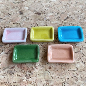 Mix 5Color 5Pcs. Miniature plate,mini ceramic plate,miniature food plate,cake plate,small plate,dollhouse plate,dollhouse ceramic plate