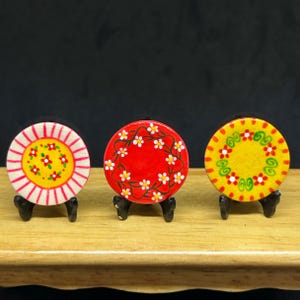 3 pcs.set Miniature Plate,Miniature Clay Plate,Miniature Kitchenware Set,Dollhouse plate