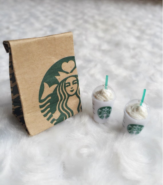 Miniature Starbuck Paper Bag and 2 Pcs Hot Starbuck Coffee