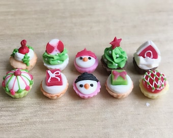 Miniature Mix Christmas Cakes 10pcs.,Miniature Sweet,Dolls House Christmas Cake,Miniature bakery,Miniature Cakes,Dollhouse Bakery,Christmas