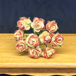 10 mm.Miniatur Maulbeerpapier Blume,Miniatur Papierblume,Mini Rose Blume,Puppenhaus Papierblume,Miniatur Rose,Puppenhaus Rose,DIY Blume