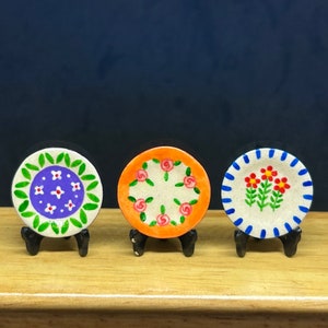 3 pcs.set Miniature Plate,Miniature Clay Plate,Miniature Kitchenware Set,Dollhouse plate