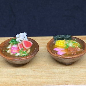 2Pcs.Sets Miniature Japanese Noodle,Miniature Japanese food,Miniature Noodle,Miniature Hot Soup,Miniatures Japanese Food Set