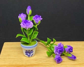 Miniature Flower,Miniature Purple Rose,Dollhouse Flower,Miniature Rose,Dollhouse Rose,Flower Bouquet,Miniature rose bouquet(Code:CFROSE)