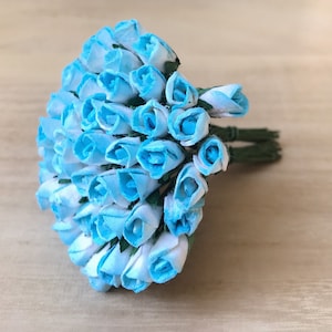 50 Stück.7 x 13 mm.Miniatur Maulbeerpapier Blumen,Miniatur Papierblumen,Mini Rose Blume,Miniatur Rose,Maulbeerpapier Blumen,DIY Handwerk