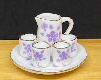 Miniatur Tee-Set,Miniatur chinesisches Tee-Set,Miniatur Krug,Puppenhaus Tee-Set,Miniatur Teekanne mit 4 Tassen Set,Miniatur Tee-Set