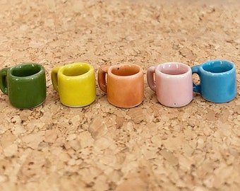 Mix 5 kleuren lege miniatuurmok, leeg miniatuur kopje, leeg miniatuur koffiekopje, keramische poppenhuismok, miniatuurmok, doe-het-zelfmok, miniatuurkeramiek