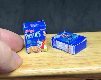 2 Stück.Miniatur Müsli Box,Miniatur Corn Flakes Box,Miniatur Frühstück,Puppenhaus,Miniatur Müsli Box