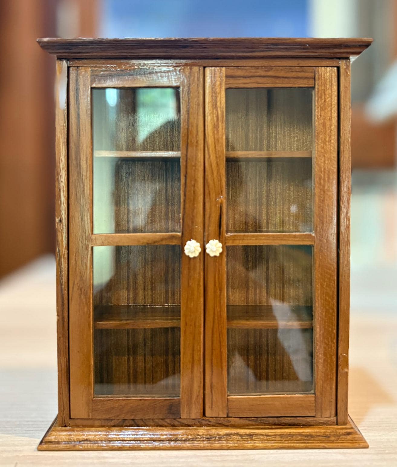 Vitrine miniature,Vitrine miniature en bois vide,Présentoir miniature,Meuble en bois,Meubles de maison de poupée,Placard miniature,Meuble