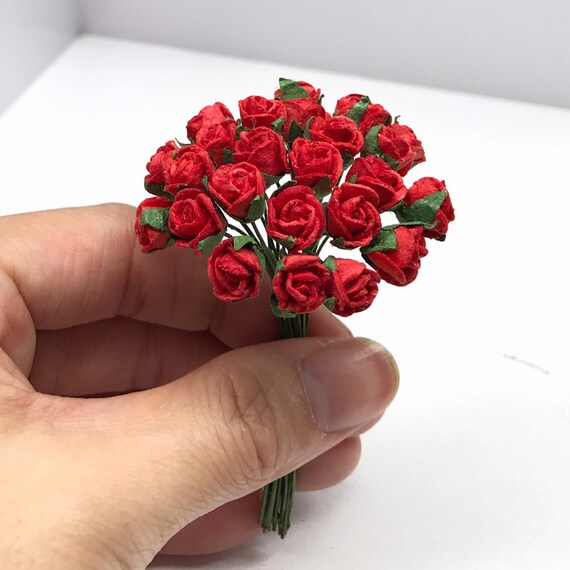 Paper Flowers: 3mm Rose Buds - 24 stems Paper Flowers: 3mm Rose Buds - 24 stems