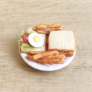 Miniature Breakfast,Miniature Sandwich,Miniature French Fried,Fried Egg,Miniature food,Dollhouse Food,Breakfast