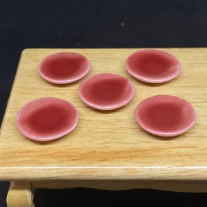 5 Miniatue plate,mini ceramic plate,miniature food plate,cake plate,small plate,dollhouse plate,dollhouse miniature plate