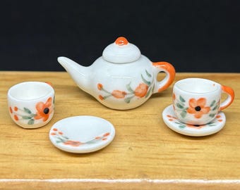 Miniatur-Teekanne und 2Teetassen-Sets, Miniatur-Keramik-Teetasse mit Untertassen, Miniatur-Tee, Puppenhaussüße, Miniatur-Teekanne