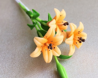 Miniature Flower,Miniature Lily,Dollhouse Flower,Miniature Garden,Dollhouse Lily,Flower Clay,Lily Flower,Mini Flower