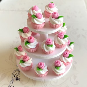 8 pcs.Miniature Pink Rose Cupcake,Miniature cake,Miniature cupcakes,miniature sweet,miniature bakery,Dolls house,miniature cake