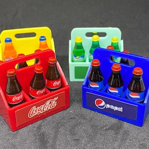 Miniature Coca cola 6 bottle with tray,Miniature Coke, Dolls and Miniature,Miniature Cola bottle,Dollhouse coke,Cocacola,Coke