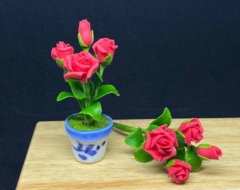 Miniature Flower,Miniature Red Rose,Dollhouse Flower,Miniature Rose,Dollhouse Red Rose,Flower Bouquet,Miniature rose bouquet(Code:CFROSE)