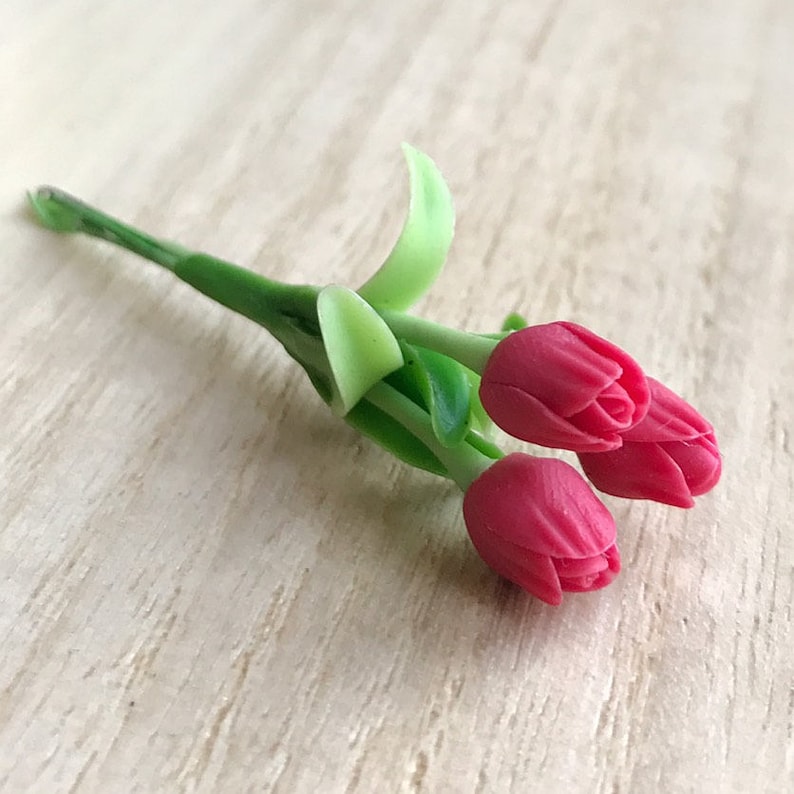 Miniature Flower,Miniature Flower Pot,Miniature PinkTulip,Dollhouse Flower,Miniature Garden,Dollhouse Tulip,Miniature Tulip Flower