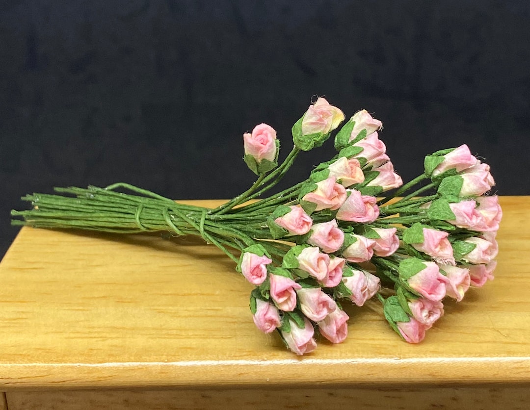 Mini Rolle Paper Roses 4mm.100 Pcs.2 Tone Pink&yellow Mini Mulberry Paper Rose,miniature Paper ...