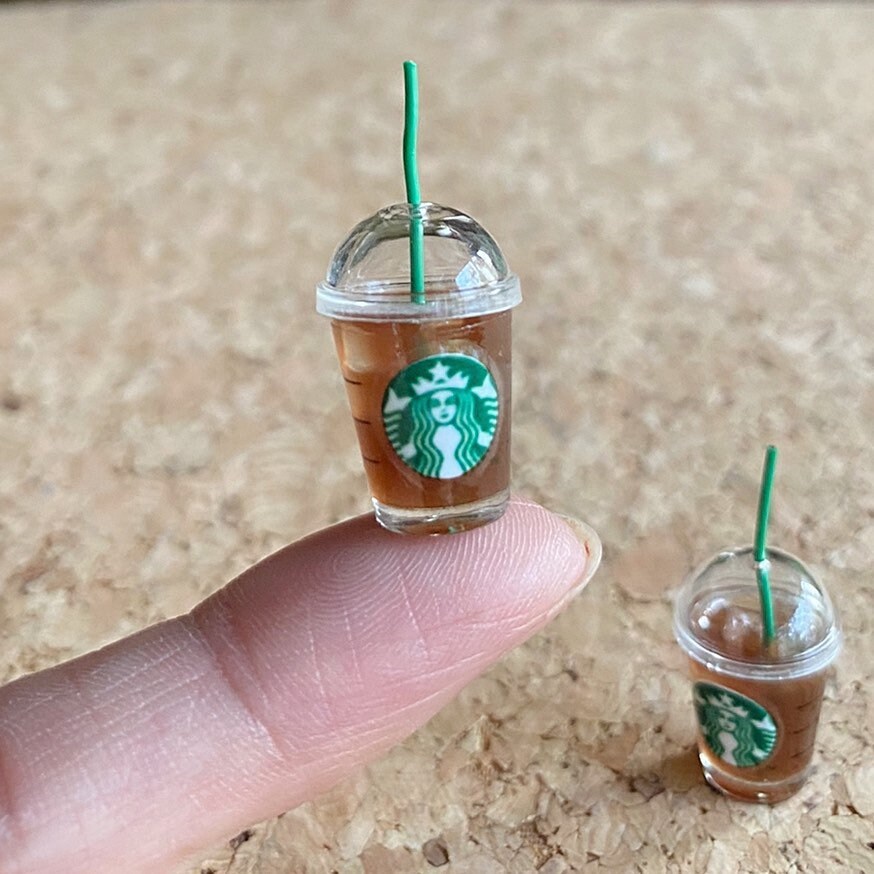 2 Pcs.miniature Starbucks Ice Americano, Miniature Ice