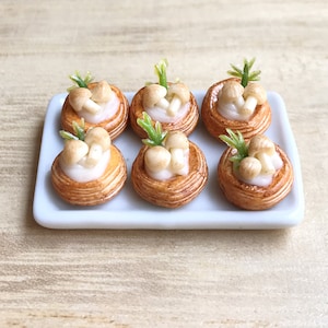 Miniature Mushroom Bread in ceramic tray,Miniature Bakery,Miniature Bread,Miniature Mushrooms,Miniature Food,Dollhouse Food