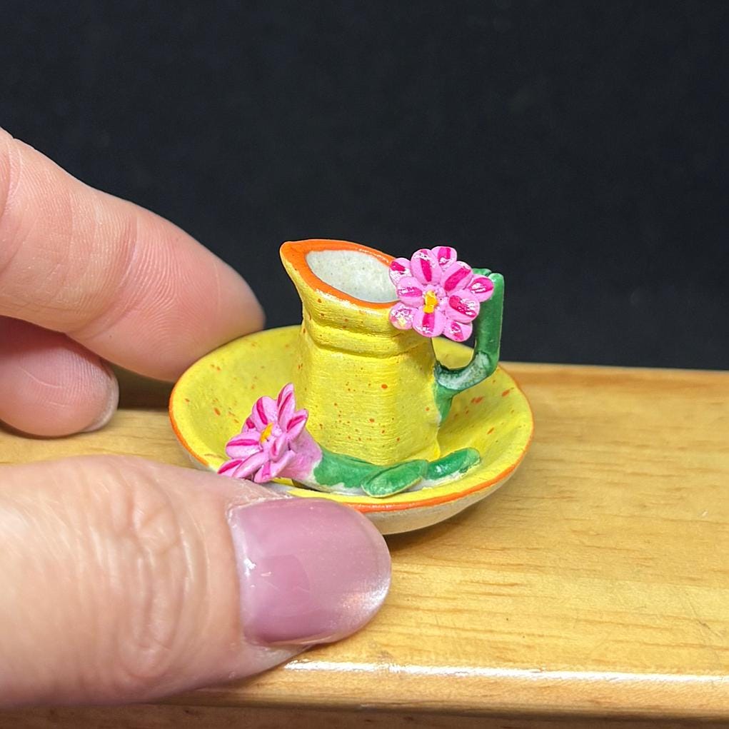 Pattern For Miniature Pitcher Miniature Pitcher and Bowl,miniature Empty Pitchers and Bowl,dollhouse ...