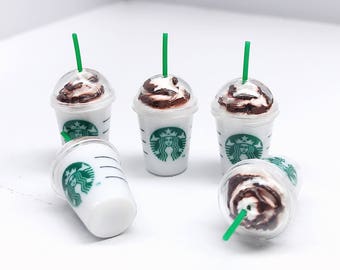 2 pcs.Miniature Ice Starbuck Coffee, Miniature Coffee Chocolate topping, Miniature Starbucks coffee cup, DK005