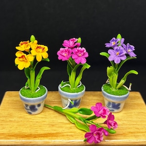 Miniature Flower,Miniature Flower Pot,Miniature Orchid,Dollhouse Flower,Miniature Garden,Dollhouse Orchid,Orchid Flower