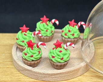 7 pcs.Miniature Chocolate Cakes,Miniature Christmas Cake,Miniature Bakery,Miniature Sweet,Dollhouse cake,miniature Christmas tree cakes
