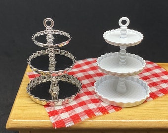 Miniature 3 Tiers Tray,Metal 3 Tiers Tray,Dollhouse Tray,Miniature Tray,Miniature Metal Tray,Miniature White Tray,Dollhouse Metal Tray