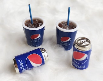 4-tlg. Set Miniatur-Pepsi-Tasse und Pepsi-Dosen-Set, Miniatur-Pepsi, Puppen und Miniatur, Miniatur-Getränke, Miniaturgetränk, Miniaturdosen