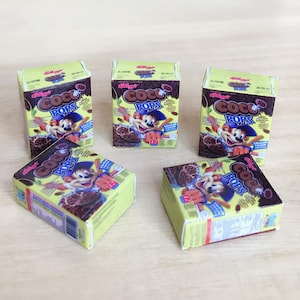 2boxes Miniature Cereal Box,Miniature Cereal,Miniature Corn Flakes Box,Miniature breakfast,Dollhouse,Miniature box