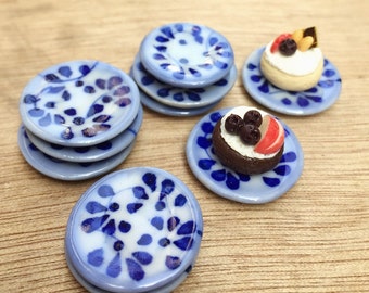 5 Miniature Plate,Ceramic Plate Miniature,Miniature food Plate,Dollhouse Plate,Small Plate,Dollhouse tray,Miniature tray,DIY
