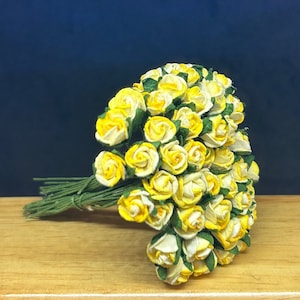 50pcs.7mm.Miniature Mulberry Paper Flower, Miniature Paper Flower, Mini Rose Flower, Paper Flower, Miniature Rose,Mulberry Paper Flower