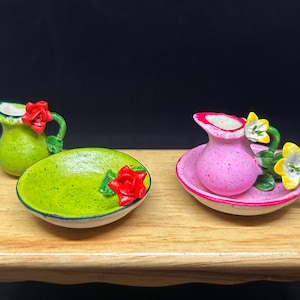 Miniature Pitcher and Bowl,Miniature Empty Pitchers and bowl,Dollhouse Pitcher,Miniature Water Pitcher,Miniature Bowl,Pitchers