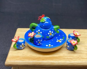 Miniatuurtheeset, Chinese miniatuurtheeset, miniatuurdrankje, poppenhuistheeset, miniatuurtheepot met set van 4 kopjes, miniatuurvoedsel, cadeau