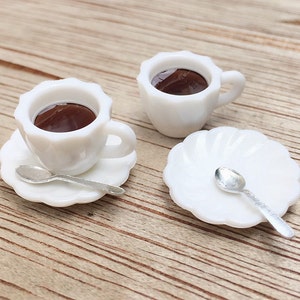 2 or 5 Sets Miniature Coffee Cup,Miniature Coffee Cup with Spoon,Miniature Coffee,Dollhouse Sweet,Miniature Coffee,Dollhouse Coffee set
