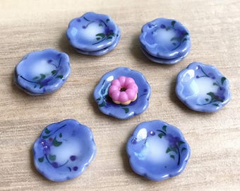 5Miniatue plate,mini ceramic plate,miniature food plate,cake plate,small plate,dollhouse plate,dollhouse miniature plate